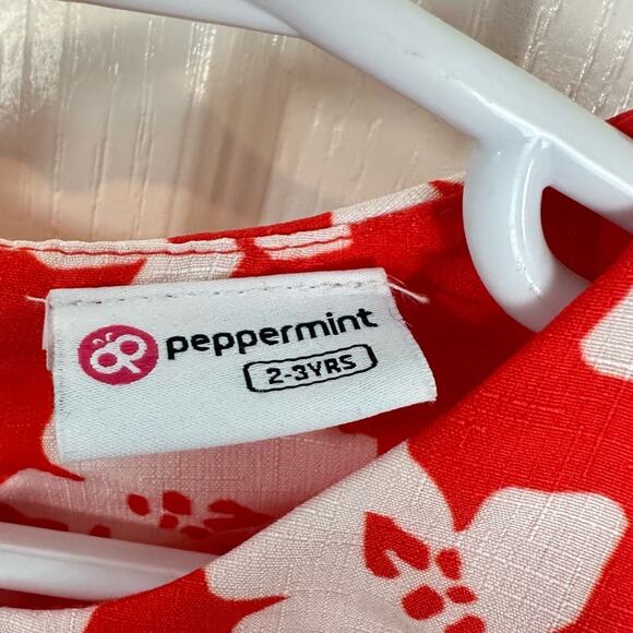 Peppermint Floral Ruffle Sleeve Dress size 2-3 YRS 50cm Red White - Picture 8 of 9